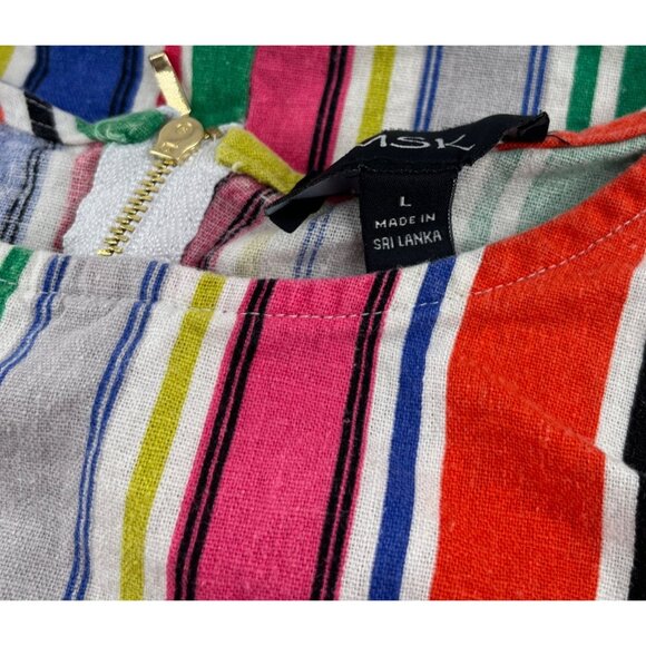 MSK Colorful Striped Women's Dress size Large Linen & Rayon Sleeveless Summer - Picture 2 of 6